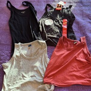 Women's and Girls Black and Gray Tank Tops